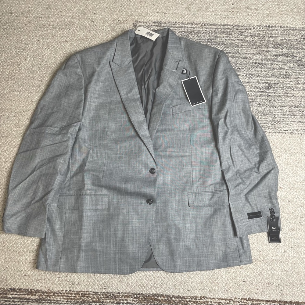 Sean John Blazer Mens 48reg Grey Linen  Button Suit top only  Silver New